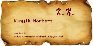 Kunyik Norbert névjegykártya